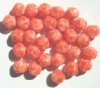 30 10mm Ruffled Round Coral Glass Beads
